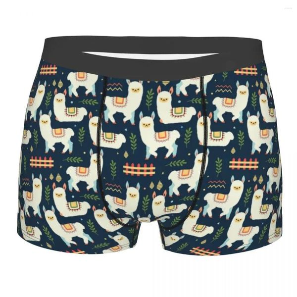 Underpants bonito padrão de alpaca roupa interior masculina animal boxer briefs shorts calcinha novidade respirável para masculino s-xxl