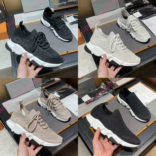 Tasarımcı Çorap Sıradan Ayakkabı Erkek Platform Platform Parlak Elmas Hız Trainer Runner Sneaker Sock Shoe Master Kabartmalı Kadın Spor ayakkabı hızları patik 35-46