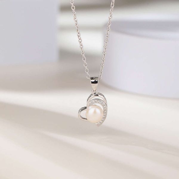 Colar de designer colar de luxo s925 prata esterlina coração conjunto de água doce pérola colar simples feminino pingente namorada presente