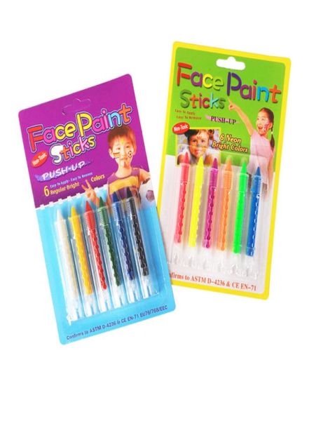 6 цветов, карандаши для рисования лица, временные татуировки, структура сращивания, краска для тела, ручка-карандаш для детей, инструменты для макияжа для вечеринок fo2853334