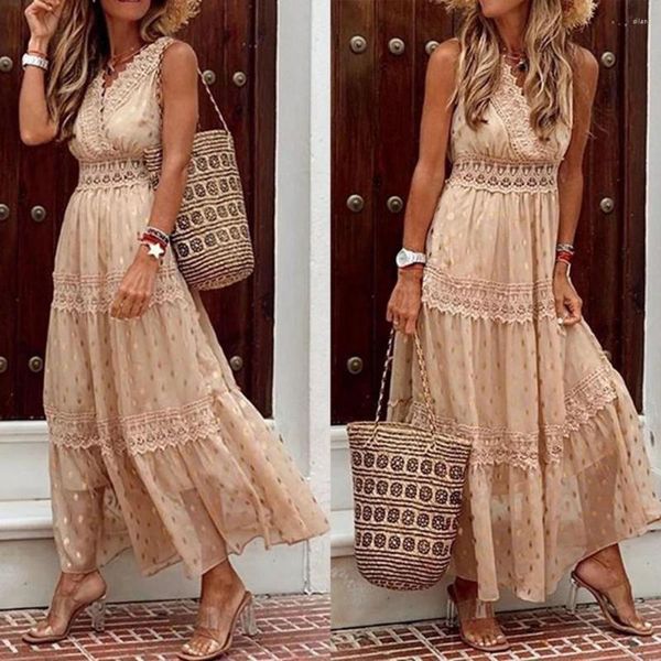 Abiti casual Abito da vacanza Vestito da donna in chiffon da spiaggia a pois dorati Copricostume Mantelle Gita Sarong Tuniche Lady Holiday Beachwear