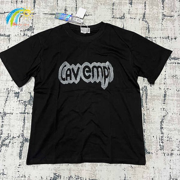 T-shirt da uomo Nero Bianco Cav Empt C.e Etichette per magliette Cavempt con stampa grande sovrapposte di alta qualità