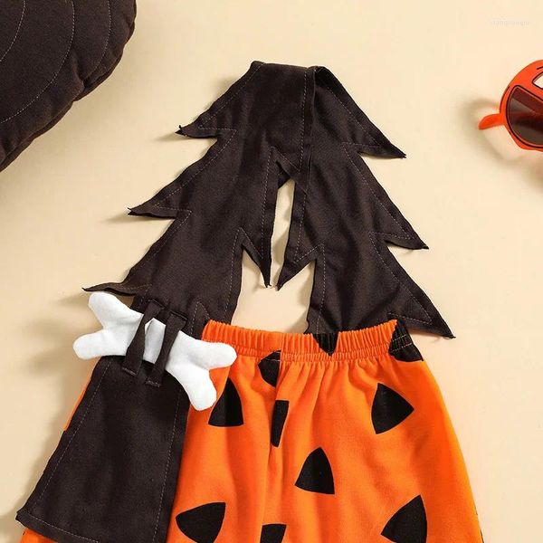 Conjuntos de roupas da criança do bebê meninos meninas trajes de halloween bonito traje do homem das cavernas crianças sem mangas macacão shorts