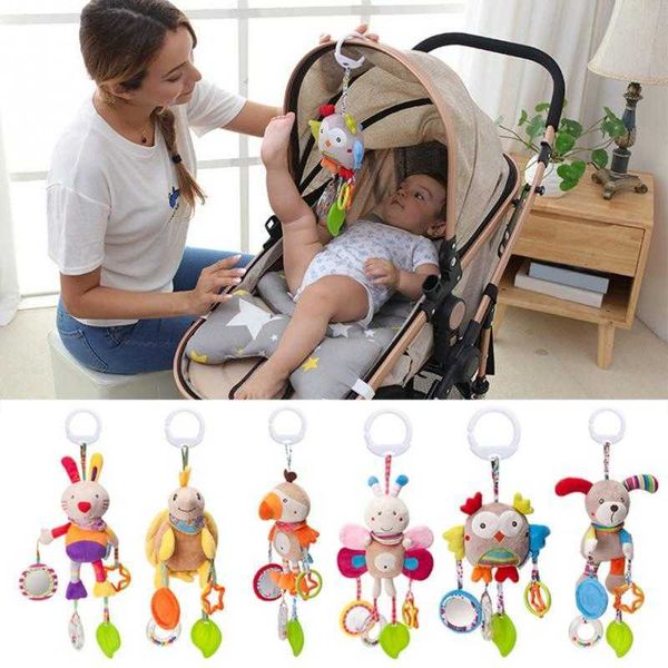 Pluxus Wall Stuff Stuff Baby Plush Plush Stroller Toys Baby Catcha Mobiles Cartoon Animal pendurado Bell Educational Baby Toys 0-12 meses Speelgoed