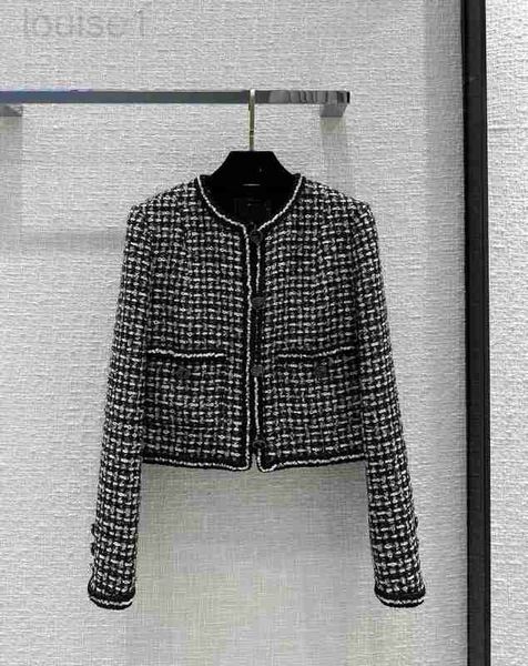 Damenjacken Designer Frauen Vintage Tweed Blazer Jacke Mantel weiblich Mailand Landebahn Kleid kausal Langarm Tops Kleidung Anzug Q4 EBNH