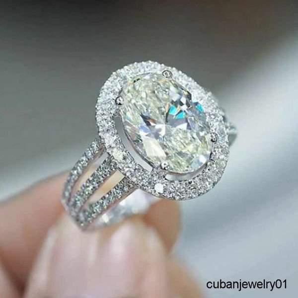 CAOSHI 2021 Vendita Calda Donne Anelli Imitare Moissanite Taglio Ovale Anelli di Fidanzamento Gioielli in Argento di Colore Zirconia Anello di Cerimonia Nuziale Donna