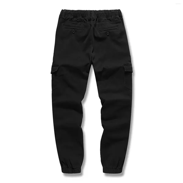 Calças masculinas casuais carga para homens streetwear jogger calças com multi bolsos caminhadas queda sólida solta harem pant masculino estilo coreano