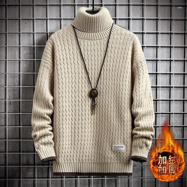 Herrenpullover Herren Winter Verdickung Warm Stehkragen Strickpullover/Männer Slim Fit Mode Lässig Pullover/Mann Streifen Kleidung 4XL-M