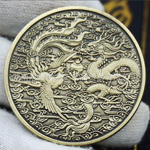 Arti e Mestieri Moneta d'oro Moneta d'argento Antica moneta di rame moneta commemorativa del drago, della fenice e degli animali dello zodiaco