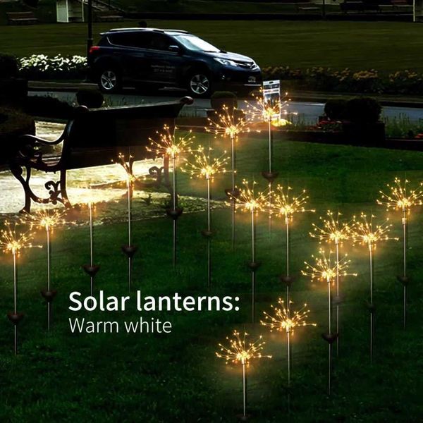 Rasenlampen 2 teile/satz 90 LED Solarleuchten Outdoor Solar Gartenleuchten Wasserdichte Solar String Licht Rasen Feuerwerk Lampe Garten Weihnachtsdekor P230406