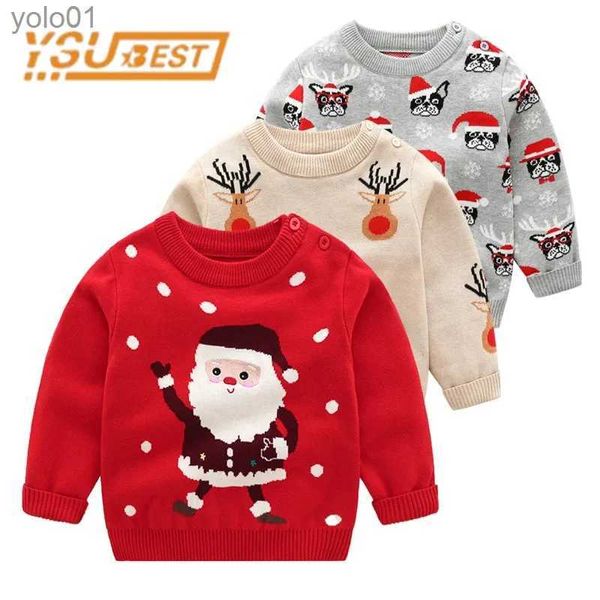 Damenpullover Herbst Winter Kinderpullover Baumwolle Baby Junge Mädchen Strickpullover Lange Ärmel Warm Cartoon Baby Weihnachten KleidungL231107