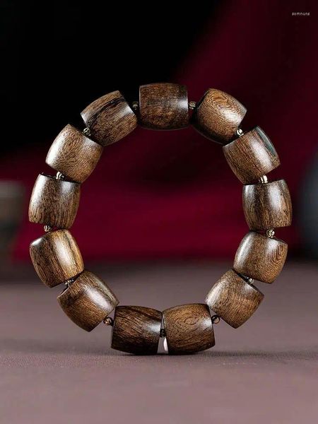 Halskette Ohrringe Set Natürliches Dara Trockenes Adlerholz Handschnur Holzfass Perlenarmband Für Männer Duftende Holz-Buddha-Perlen Untergetaucht