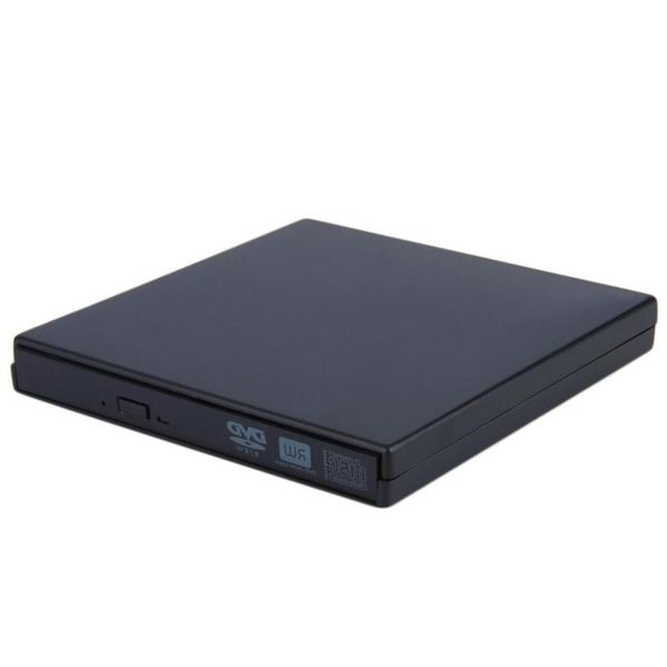 Portable USB 2.0 DVD-Rom External Case Slim for Laptop and Notebook - Black disk drive for pc Enclosure with Free Shipping