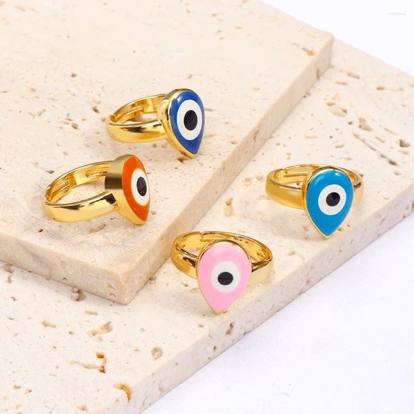 Cluster Ringe 10 stücke Gold Farbe Türkische Auge Emaille Bunte Für Frauen Vintage Boho Ring Weibliche Party Schmuck Geschenk