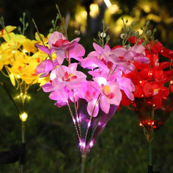 Газонные лампы Солнечный свет светодиодные бабочка орхидея роза газон на открытом воздухе водонепроницаем