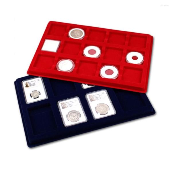 Bolsas de jóias 8 Grid Velvet Série Display Bandejas de moedas para NGC Box -red