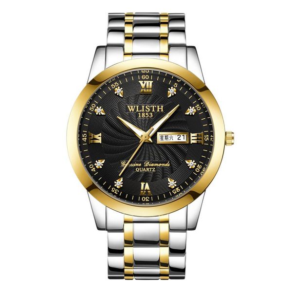 Designer Ratesse diamante mass relógios de luxo assistindo moda calendário preto calendário bracelete de ouro