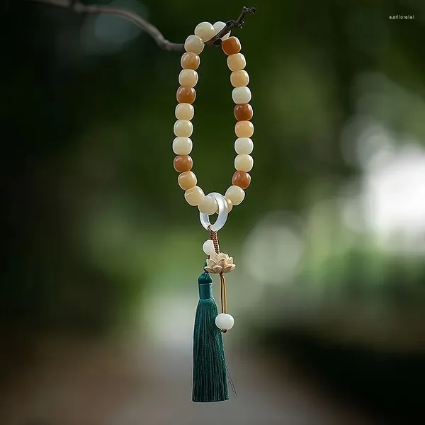 Ketting Oorbellen Set Puur Natuurlijk Zaad Witte Jade Bodhi Wortel Hand String Running Ring Armband Heren Disc Bead Boeddha