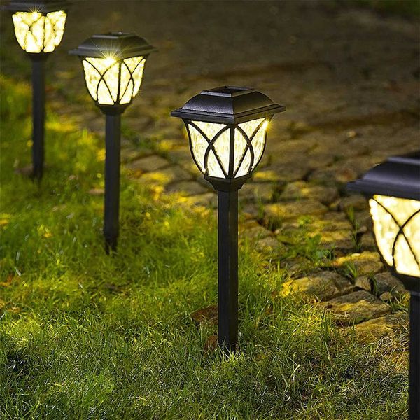 Lampade da giardino 2 pz / lotto Led Solar Outdoor Pathway Lights Lampada da giardino ad energia solare per passerella Pathway Prato Cortile e vialetto P230406