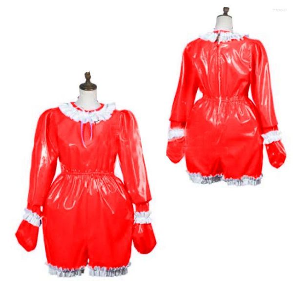 Costumi sexy Sissy Abito in PVC Uniforme con serratura Anime Cameriera francese Cosplay Plus Size 7XL Abiti Lolita carini Cameriera Party Stage