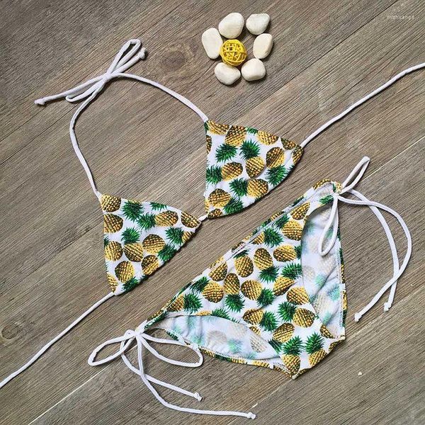 Kadın Mayo Ananas Baskı Kızlar Çocuk Bikini Seti 2023 Çocuk Bebek Brezilyalı Bikinis Yaz Plaj Bandage Çocuk Mimoları Biquini