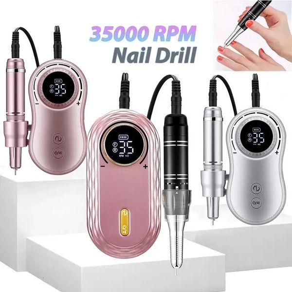 Conjunto de manicure de unhas 35000rpm broca de unhas recarregável lixa de unhas acessórios de unhas gel polimento lixadeira ferramenta profissional kit de processamento 231107