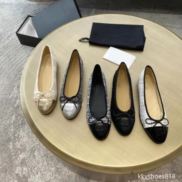 Stilista Scarpe eleganti Ballerine da donna Scarpe da ballo Parigi Donne di lusso Scarpe da barca piatte nere Sandalo da canale Mocassini in pelle di vacchetta di marca da donna