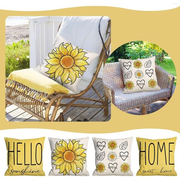 Almofado 1pcs Summer Bee Print Farmhouse Capas 18x18 Flor Grey e travesseiros para travesseiros de pêssego folhas de pele de pêssego