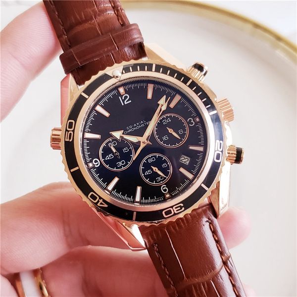 2023 Neue Top-Luxusmarke Sechs Stiche Uhren Kleine Nadellauf Sekunden Luxusmode Herren Quarzuhr Sonderstil männliche Uhr Hochwertige Omeg Armbanduhr