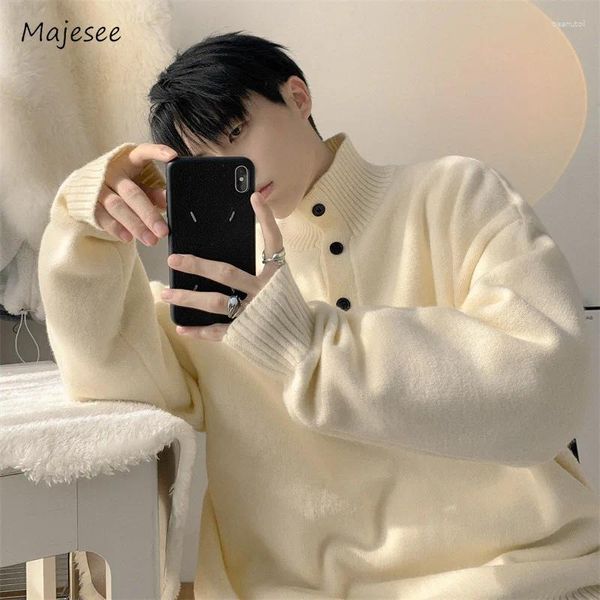 Suéteres masculinos Turtleneck Homens Pure Color Simples Minimalista Bonito Pulôver Concurso Clássico Estilo Coreano Streetwear Aconchegante 2023