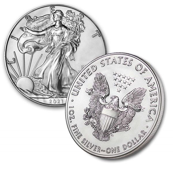 2021 American Statue of Liberty Eagle Coin Regalo da collezione di monete commemorative placcate in argento