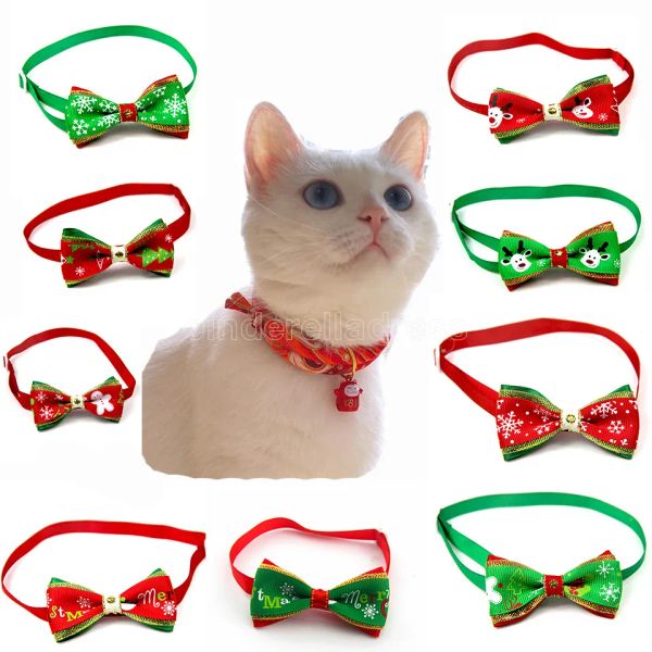 Weihnachten Serie von Haustier Fliege Krawatte Halsband mit einem glänzenden Strass Hund Katze Haustier Weihnachtsdekorationen liefert Zubehör Hals ZZ