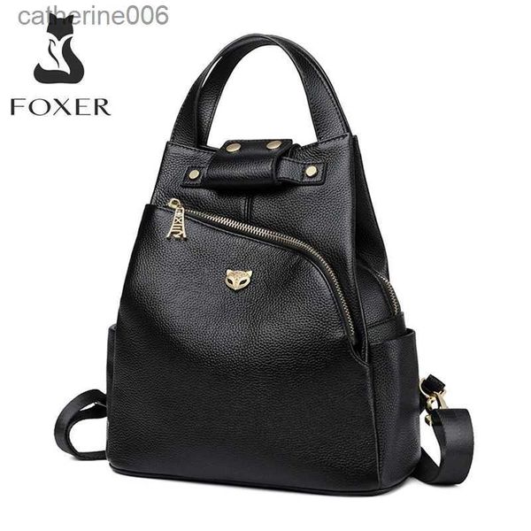 Rucksäcke FOXER Marke Damen Adrette Rucksäcke Weibliche Echtes Kuh Leder Rucksack Mädchen Schule Taschen Frauen Mode Reise Schulter BagL231108