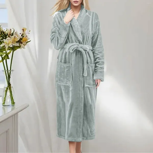 Mulheres sleepwear robes quentes outono macio casual feminino leve longo robe mulheres vestido de pelúcia inverno nightgown casa roupão vestidos