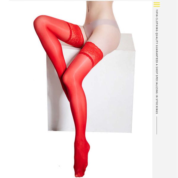 Sexy Spitze Frauen elastische Oberschenkel hohe Silikon rutschfeste Nylon Overknee-Strümpfe transparente dünne lange Socken
