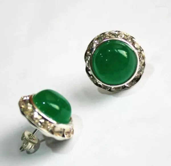 Baumelnde Ohrringe, Schmuck, Großhandel, 15 mm, grüne natürliche Jade, Lady's Charming