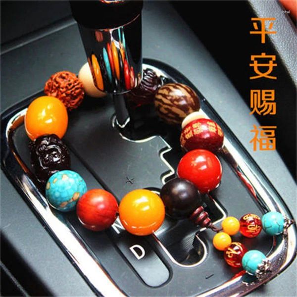 Strand exclusivo decoração interior do carro jóias pulseira com contas de buda semente bodhi e pingente bênção condução segura