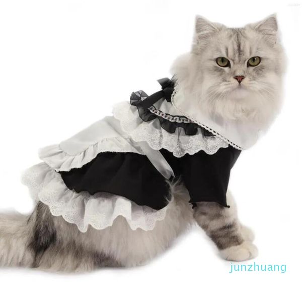 Katzenkostüme Kostüm Maid Schürze Cosplay Uniformen Süßes Kostüm Baumwolle Kleider Hut Set Frühlingskleidung 45 Kätzchen Kleine Hunde