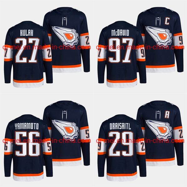 Dropshipping economico 2023 Reverse Retro 97 Connor Mcdavid 29 Leon Draisaitl 27 Brett Kulak 56 Kailer Yamamoto 80 Markus Niemelainen Heritage Home Maglie di hockey su ghiaccio