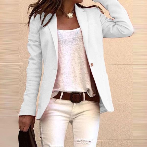 Damenanzüge Frauen Casual Blazer Candy Farbe Mode Arbeit Büro Jacken Langarm Einfache Temperament Taste Weibliche Kleidung