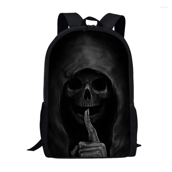 Borse da scuola Cool Black Funk Skull Zaino con stampa 3D per ragazzi e ragazze Zaino Borsa per libri per bambini per adolescenti Cartella a tracolla casual