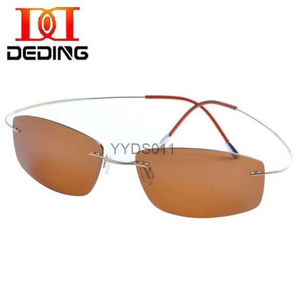 Sonnenbrille DEDING Titan Super Light Frame Sonnenbrille Braune Linse UV-Schutzbrille Herren randlose Titan polarisierte Sonnenbrille DD1359 YQ231108