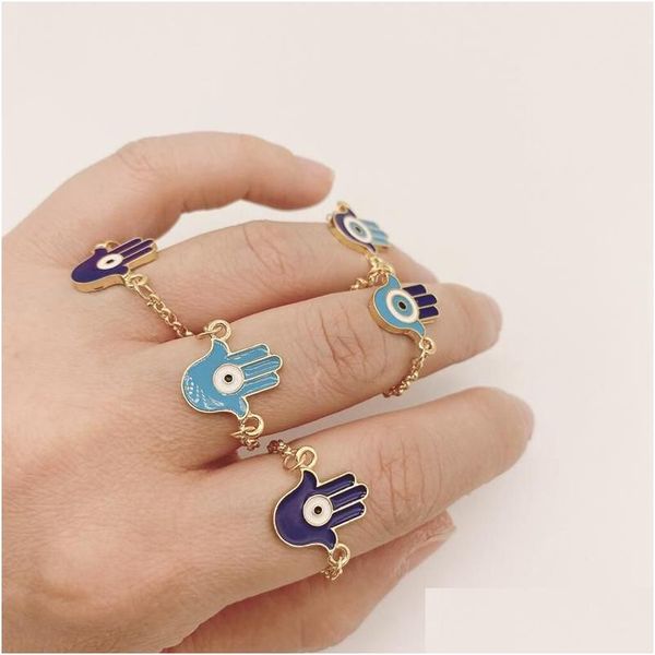 Anelli a grappolo 5 pezzi / set oro Sier colore turco Hamsa anelli malocchio per le donne Vintage Boho Knuckle Ring Set festa femminile ebreo Dhgarden Dhiop