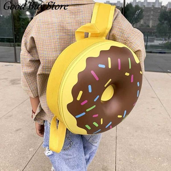Mochilas crianças sacos de escola donuts forma saco de livro para meninas meninos dos desenhos animados mochilas couro do plutônio adorável bagpack jardim de infância mochila roundl231108