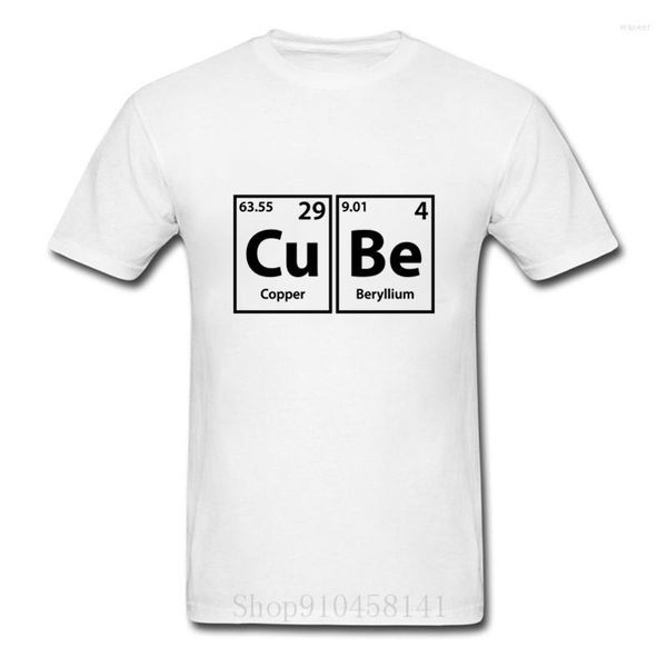 Camisetas masculinas Porady Chemistry Cube T-shirts (Cu-BE) Elementos periódicos Spelling Print Men Tshirts casuais Math Science Tops