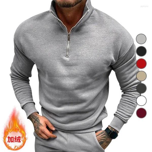 Herrenpullover Herrenmode Half Zip Pullover Übergroße Pullover Sweatshirts Männer Autum Frühling Warme Jogger Markenoberteile