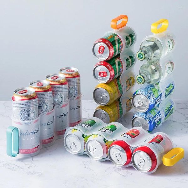 Portaoggetti da cucina Scatola per frigorifero Trasparente Refrigerata Birra Cola Canning Space Lattine Organizer Rack di finitura
