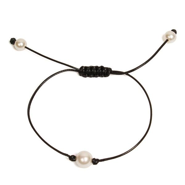 Braccialetti di collegamento Braccialetto di perle in corda di pelle nera da donna elegante Moda Donna Gioielli per feste di nozze Catena di accessori per ragazza squisita