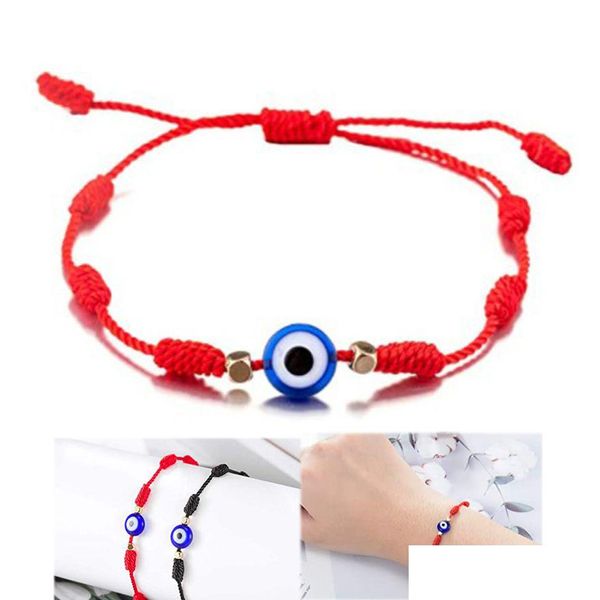 Braccialetti con ciondoli Bracciale malocchio all'ingrosso 7 nodi Braccialetti fortunati Stringa benedetta Madre Padre Bambino Bambino Protezione della famiglia Dhgarden Dhbm8