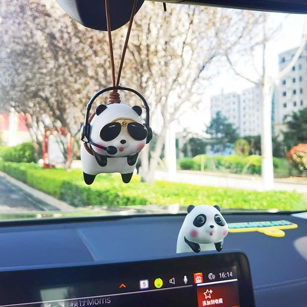 Decorações Cute Anime Panda Decoração de Interior Ornamento Tiger Navigator Auto -Retrista Espelho Pingente Acessórios de Carro AA230407